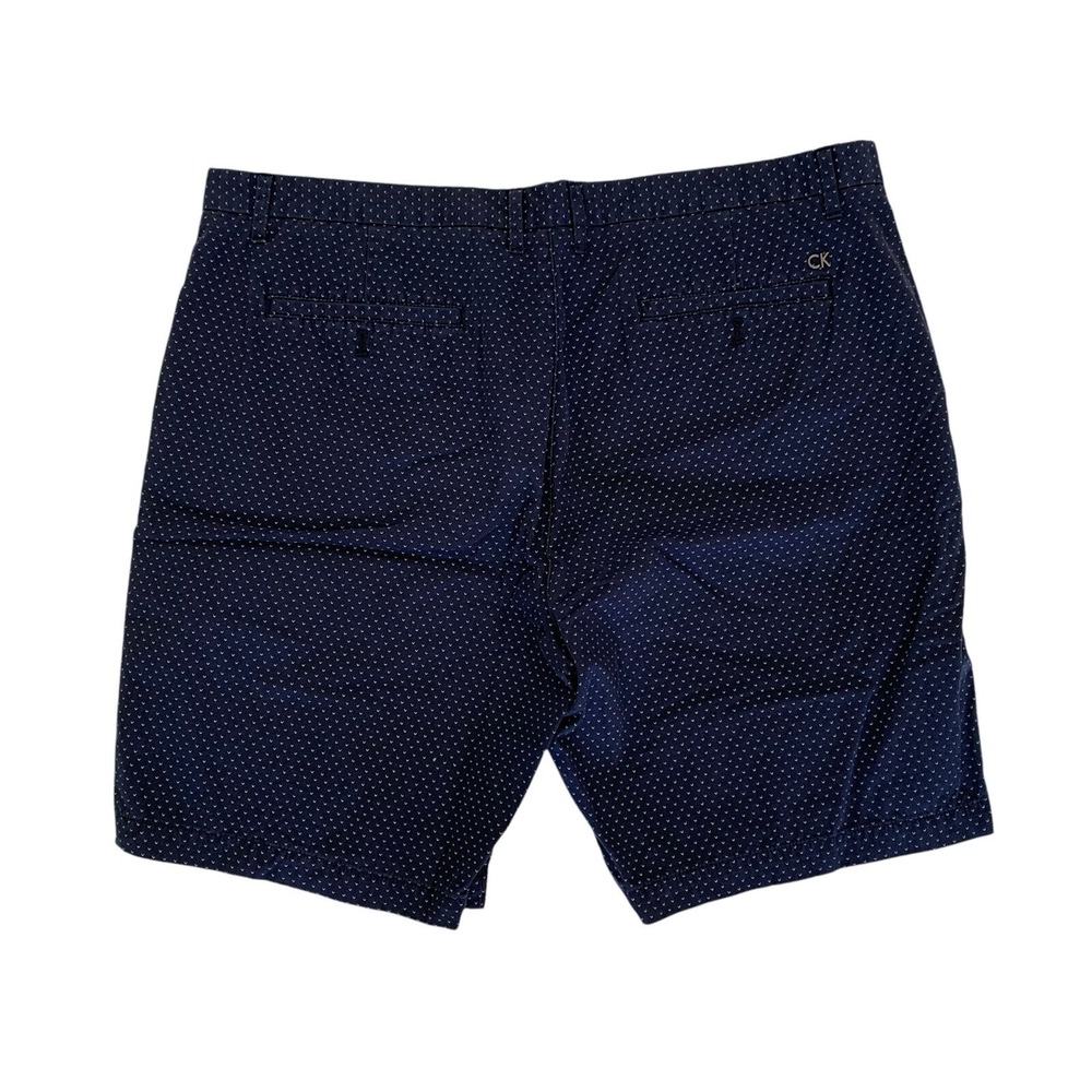 Calvin Klein Navy Blue Microdot Flat Front Men’s Shorts - Picture 2 of 4